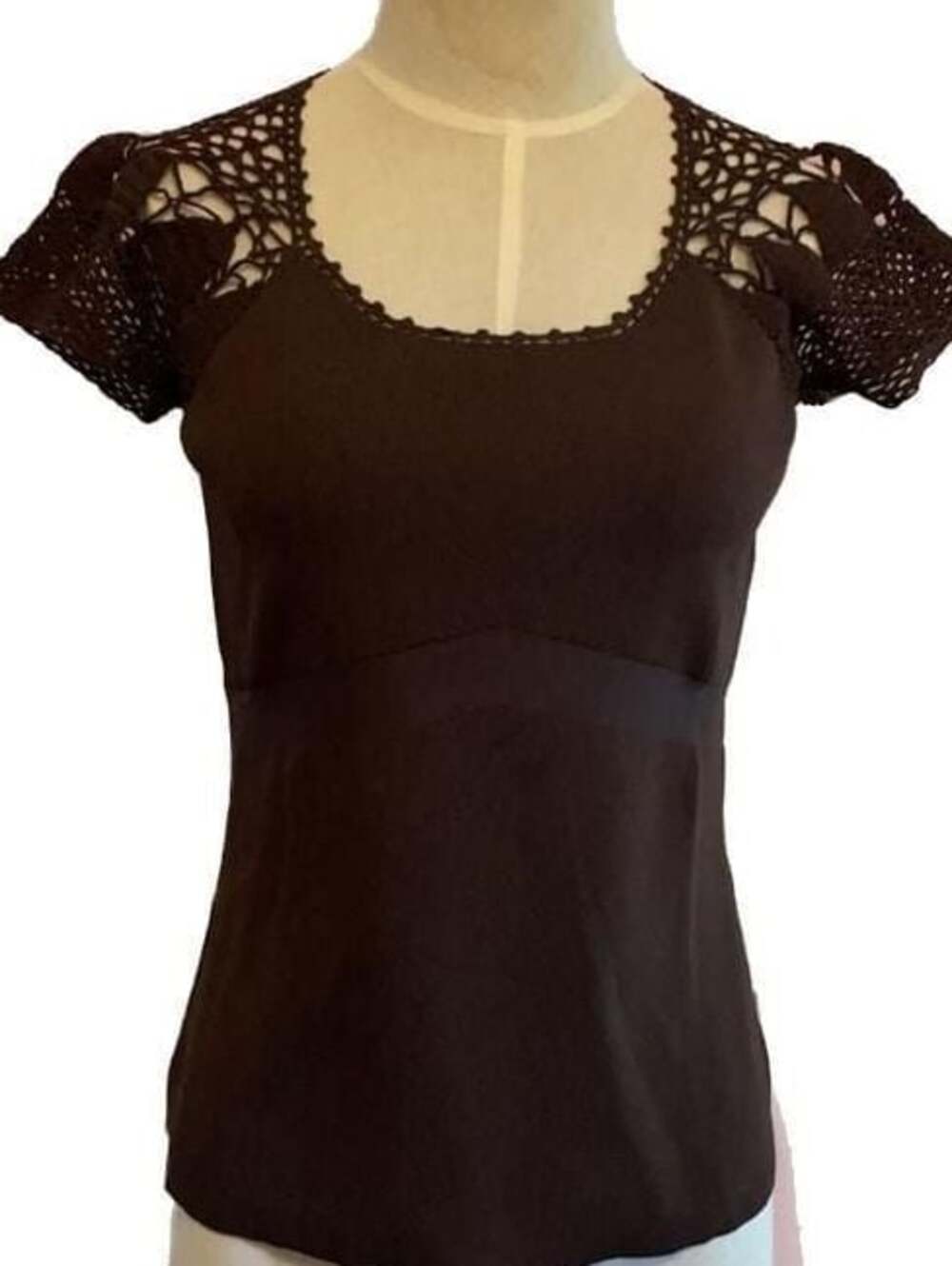 Beildini Brown Knit Short Sleeve Top Size M